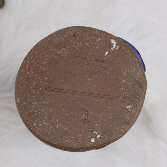 Richie Studio Art Pottery Beans Quirky Boho Vintage 1971 Blue Glaze - Picture 8 of 8